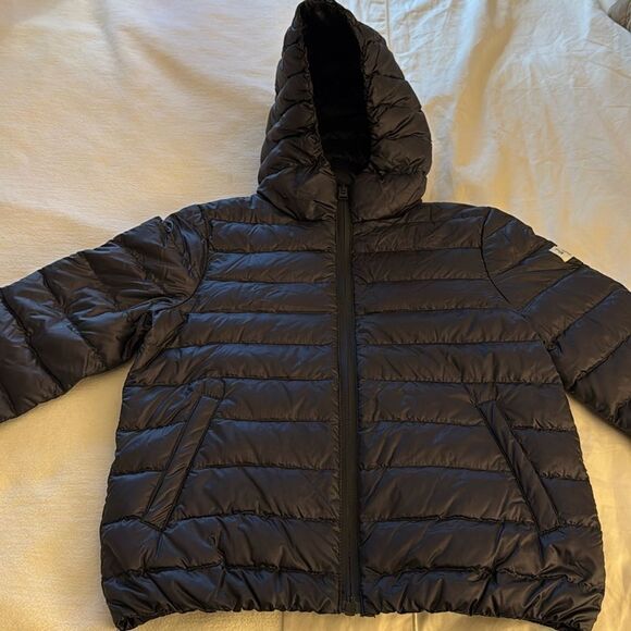 IL Gufo Kids Logo Patch Hooded Down Black Short Jacket. Size 8. - Picture 1 of 9